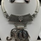 Elephant Choker Style Necklace Earrings Statement #942