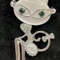 Cat Design Opal Rhinestone Pin Brooch #949