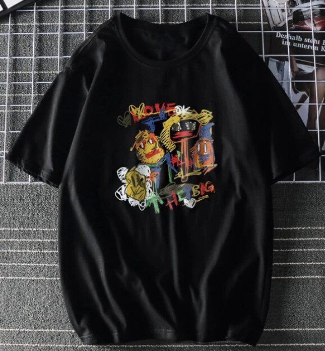 Cartoon & Letter Graphic Tee