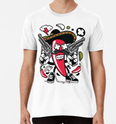 Chilli Mexicano Cartoon Character - Fun Graphic -Premium T-Shirt