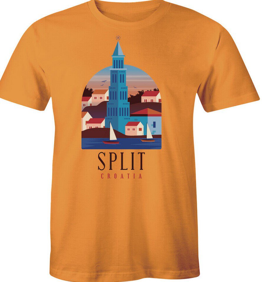 Split Croatia Beautiful Seaside Town Souvenir Lovely Gift Tee Men's T-shirt- Burnt Orange T-shirt