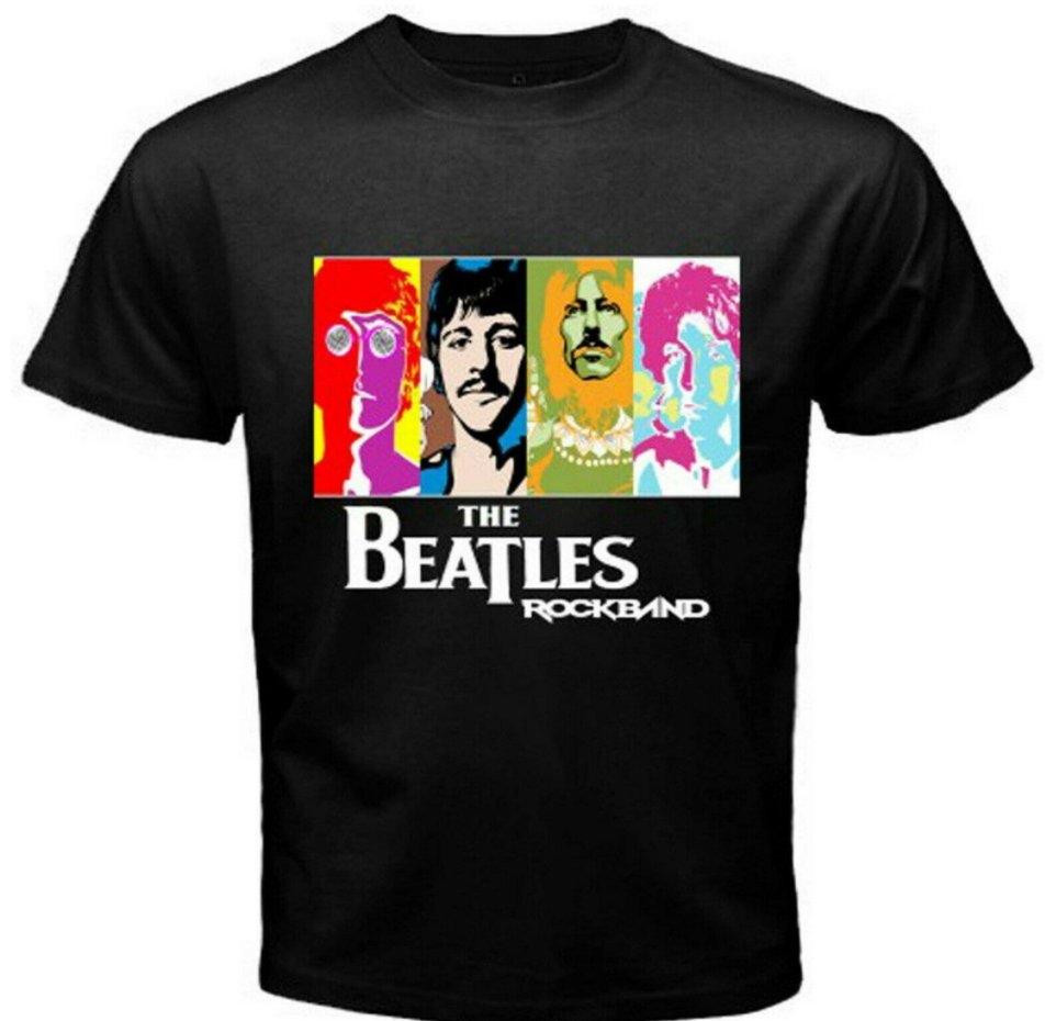 THE BEATLES John Lennon Logo Men's Black T-Shirt