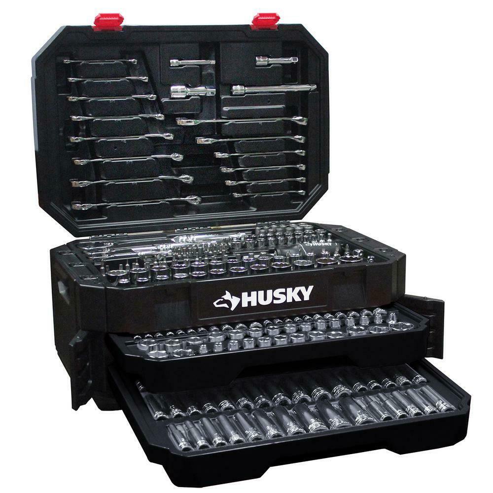 Husky Mechanics Tool Set Combination Wrench Screwdriving Bits Ratchets 290 Piece