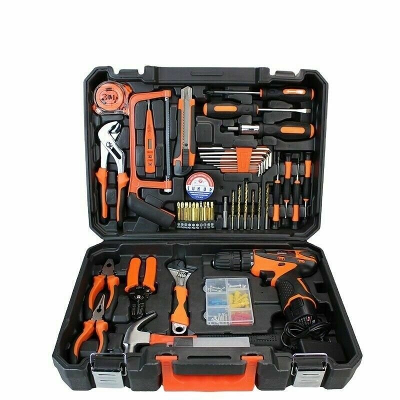 Power Tools Combo Kit 48 pcs Accessories Tool box and 16.8V Cordless Drill Set
