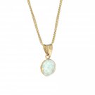 14K Solid Yellow Gold White Opal Classic Necklace For Women Birthstone Jewelr