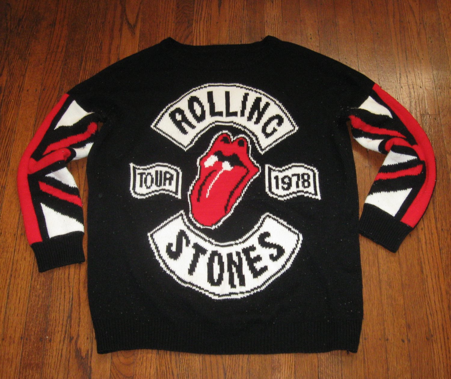 Vintage Handmade Rolling Stones 1978 Tour Black Sweater