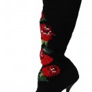 D&G Black Stretch Socks Red Roses Booties heels
