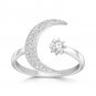 Adjustable Crescent Moon Ring, Sterling Silver Moon Ring, Dainty Moon Ring, Minimalist Moon Ring