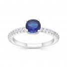 Sterling Silver Solitaire CZ Ring, Diamonds CZ Ring, Simulated Diamonds Ring, Blue CZ Ring