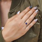 Sterling Silver Solitaire CZ Ring, Diamonds CZ Ring, Simulated Diamonds Ring, Blue CZ Ring