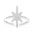 Sterling Silver North Star Ring, Starburst Ring, Starburst CZ Ring, CZ Star Ring