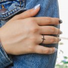 Diamond Cross Sterling Silver Ring, Sideways Cross Ring, Dainty Cross Ring ,Minimalist Cross Ring