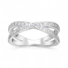 Sterling Silver CZ Criss Cross Ring, Silver CZ X Ring, Cross Ring, Crisscross Ring, Crossover Ring