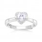 Solitaire Heart Ring, Sterling Silver CZ Heart Ring, Adjustable Ring, Diamonds CZ Ring, Promise Ring