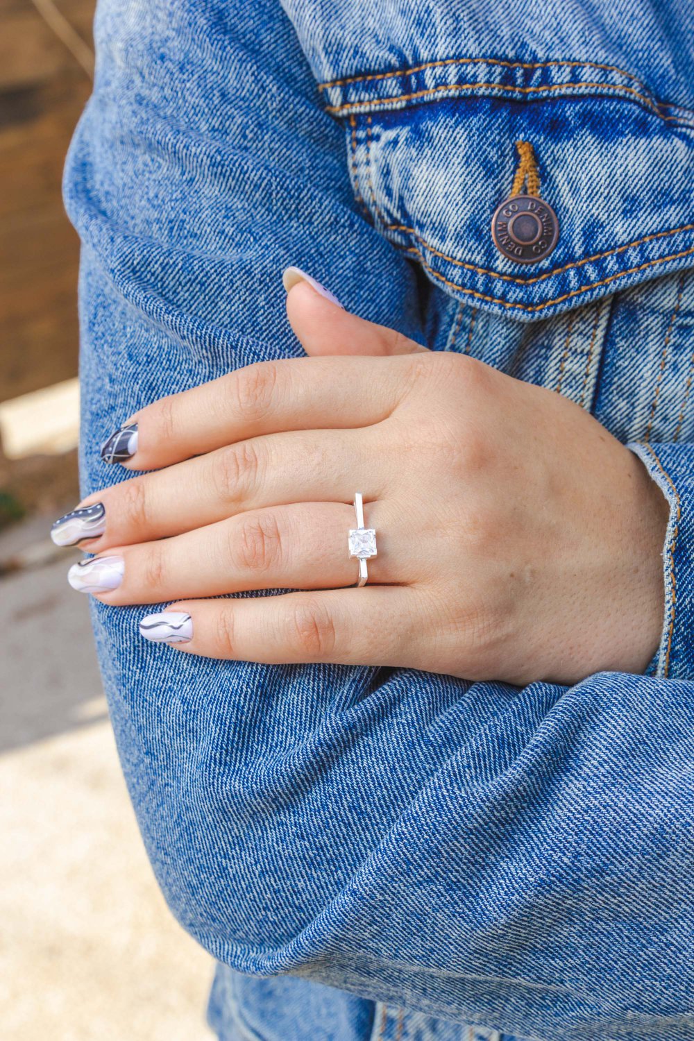 CZ Square Ring, Silver Solitaire CZ Ring, Diamonds CZ Ring, Simulated Diamonds Ring, Clear Cz Ring