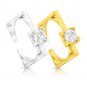 CZ Square Ring, Silver Solitaire CZ Ring, Diamonds CZ Ring, Simulated Diamonds Ring, Clear Cz Ring
