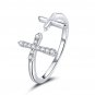Diamond Cross Sterling Silver Ring, Sideways Cross Ring, Dainty Cross Ring ,Minimalist Cross Ring