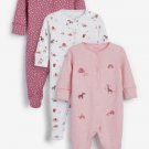 3 Pack Embroidered Detail Sleepsuits