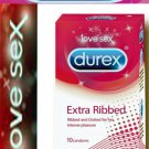 Durex Condoms Extra Ribbed For Intense Pleasure 10pcs free shipping