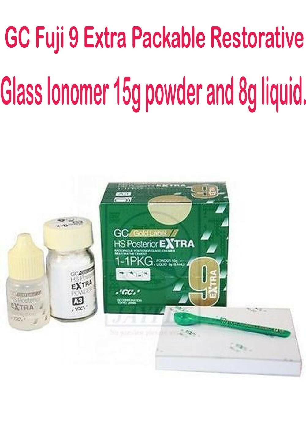 GC Fuji 9 Extra Packable Restorative Glass Ionomer 15g powder and 8g liquid 5pcs