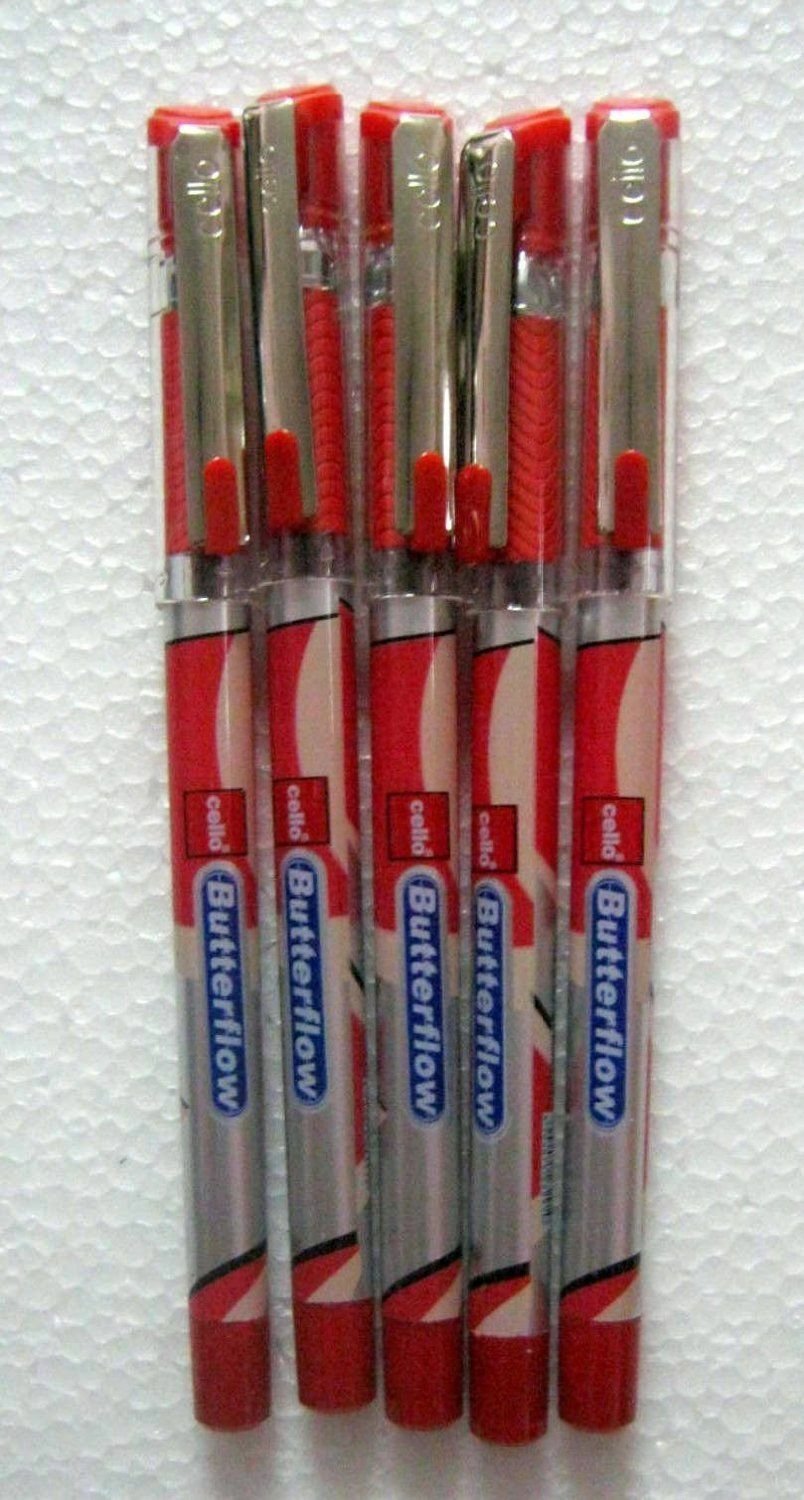 Cello Butterflow Red Ball Pen - Original Brand New 10pcs