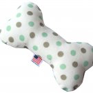 6"" Plush Bone Dog Toy Mint Dots 