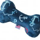 6"" Plush Bone Dog Toy Blue Anchors 