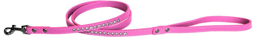 Clear jewel pet leash 1/2"" wide x 4' long Bright Pink