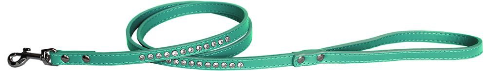 Clear jewel pet leash 1/2"" wide x 6' long Aqua