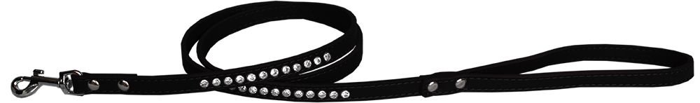 Clear jewel pet leash 1/2"" wide x 6' long Black