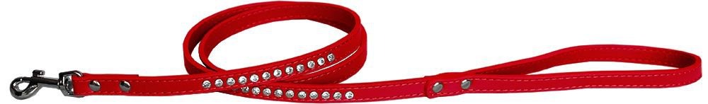 Clear jewel pet leash 1/2"" wide x 6' long Red