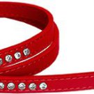 Clear jewel pet leash 1/2"" wide x 6' long Red