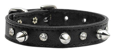 Just the Basics Crystal and Spike Collars Black 14