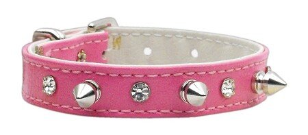 Just the Basics Crystal and Spike Collars Pink 12