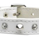 Just the Basics Crystal and Spike Collars White 16