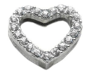 3/4"" Slider Heart Charm Clear