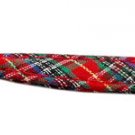 3/8'' Fabric Plain Leash  Red Plaid Gold Hardware