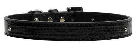 3/8"" (10mm) Faux Croc Two Tier Collars Black Small