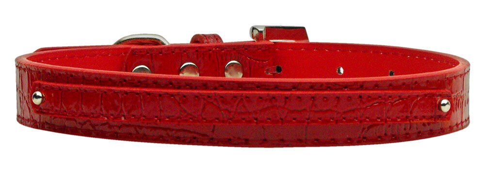 3/8"" (10mm) Faux Croc Two Tier Collars Red Small