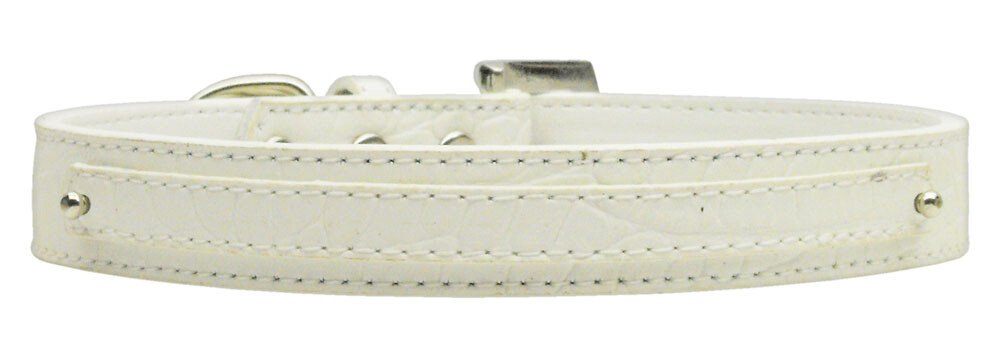 3/8"" (10mm) Faux Croc Two Tier Collars White Small