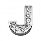 3/8"" Clear Bling Letter Sliding Charms J 