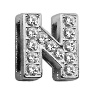3/8"" Clear Bling Letter Sliding Charms N 