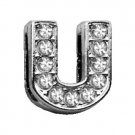 3/8"" Clear Bling Letter Sliding Charms U 
