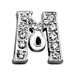 3/8"" Clear Script Letter Sliding Charms M 
