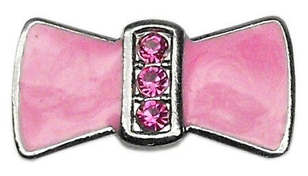 3/8"" Enamel Bow Charm Pink