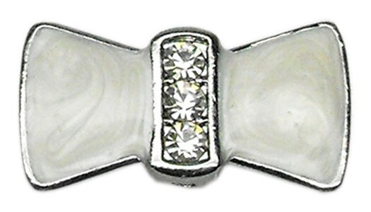 3/8"" Enamel Bow Charm White
