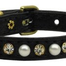 3/8"" Pearl and Clear Crystals Collar Black 14