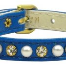 3/8"" Pearl and Clear Crystals Collar Blue 12