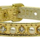 3/8"" Pearl and Clear Crystals Collar Gold 8