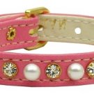 3/8"" Pearl and Clear Crystals Collar Pink 14